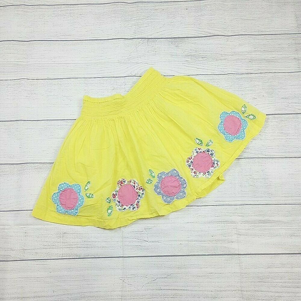 7/8 Mini Boden Flower Applique Smocked Skirt